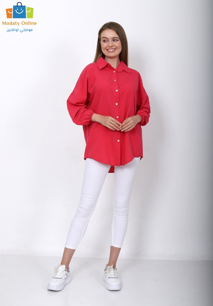 [16-1004-D-Pink-M] Women's Casual Shirt D-Pink (M)